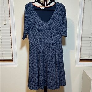 Boden Navy Patterned Midi Dress